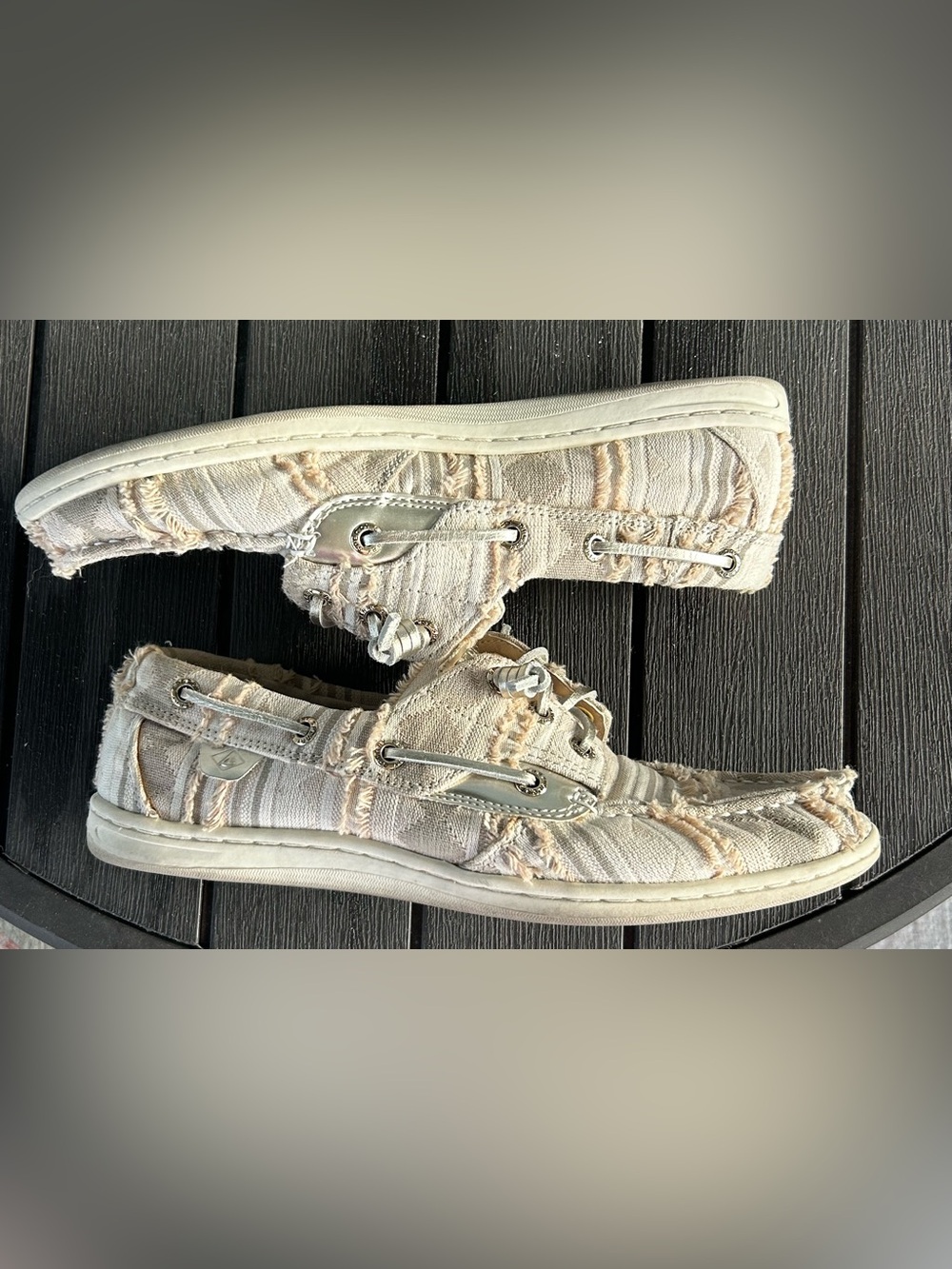 Sperry Plaid Canvas Top Sided Boat Shoes Distressed Lace-Up Loafers Women’s 8.5 - Picture 2 of 6